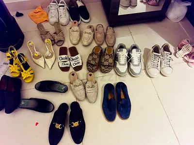 Assorted womens and unisex shoes bundle - loafers, heels, sneakers (good used condition) branded