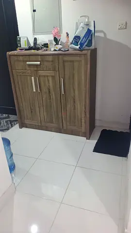 Small Wooden Storage Cabinet with Double Doors - Good Condition