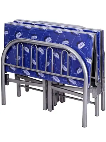 Foldable Metal Single Bed with Mattress
