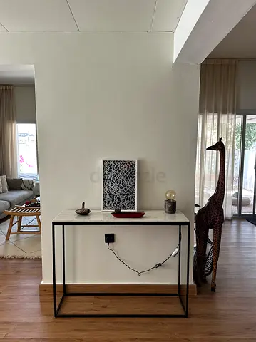 MAISON DU MONDE- Slim Marble-Top Console / Bar Table with Black Metal Frame