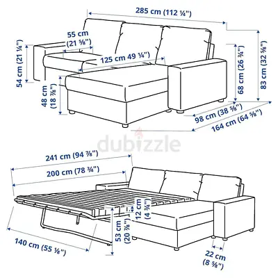 Ikea vimle L shape sofa bed with mattress