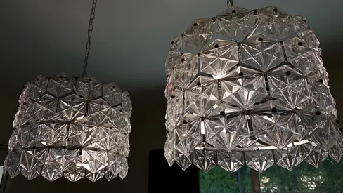 Modern Geometric Crystal Hanging Lights – Set of 2