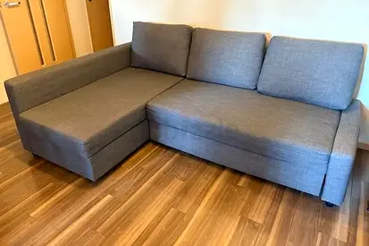 Gray L-shaped Sofa bed with Chaise - Good Condition