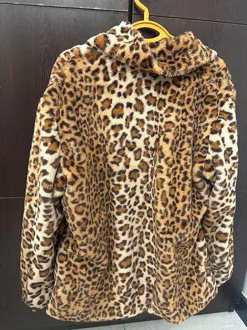 Faux Fur Leopard Print Coat - Size Medium