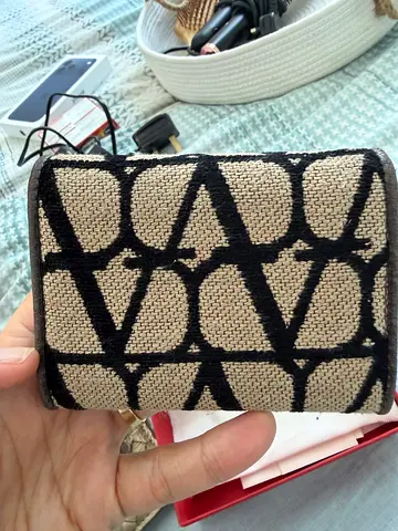 Valentino Garavani Small Tone Iconographe Wallet (Beige/Brown)