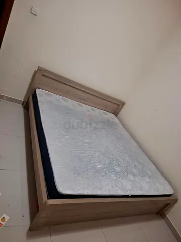 Wooden Double Bed Frame with Mattress - Good Condition