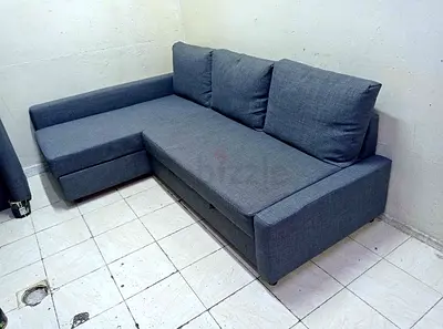 Grey L-shaped Fabric Sofa bed with Storage