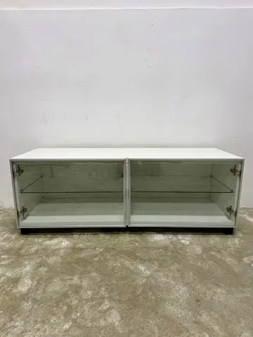 White Tv Table with glass door
