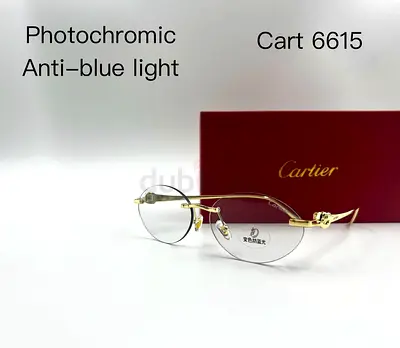 Cartier 6615 Photochromic Anti-Blue Light Rimless Glasses - Gold Frame