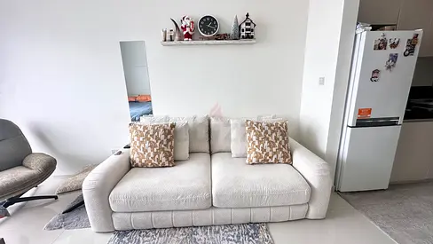Comfortable 3-Seater Cream Fabric Sofa — Good Condition