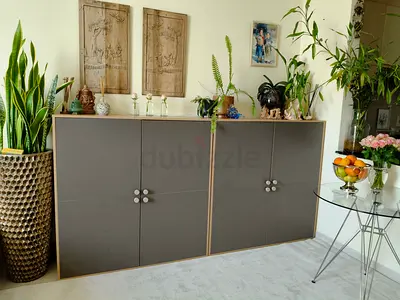 Gray cupboard sideboard cabinet 2x