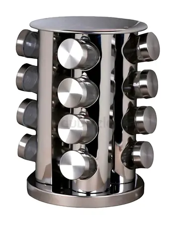 Stainless Steel Rotating Spice Rack with 16 Jars - excellent Condition