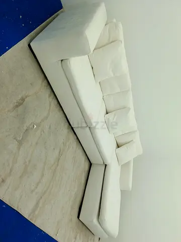 Home center white color feather 🪶 filled lshape sofa