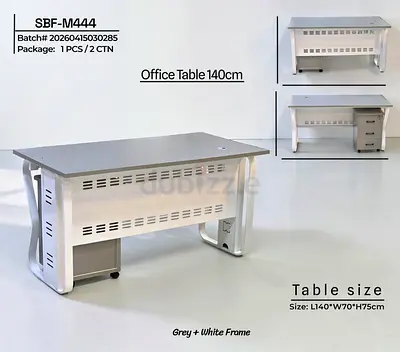 Office Desk 140cm Grey with White Frame New For Sale