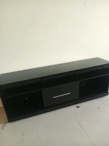 Black TV Stand / Entertainment Console with Storage