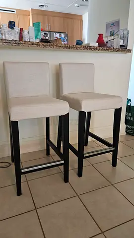 Set of 2 Ikea padded Bar Stools with textile  covers