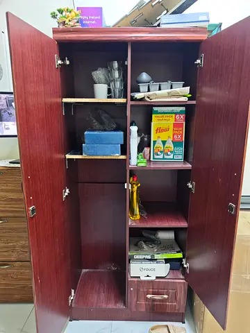 Wooden Double-Door Storage Cabinet / Wardrobe - Good Condition
