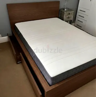 Ikea malm double bed with ikea mattress like new