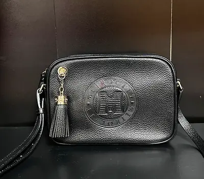 Preloved Metrocity Black Leather Crossbody Bag with Tassel Charm - Medium Size