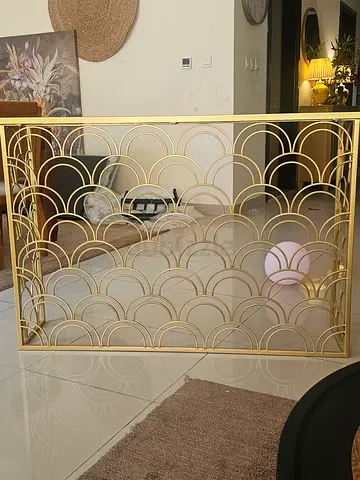 Gold Decorative Metal Room Divider / Screen (1 Panel) - Modern Scallop Design