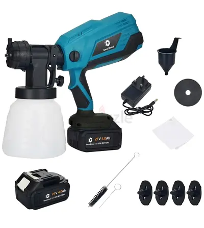Cordless Electric Paint Sprayer with 2x 21V Batteries and Accessories