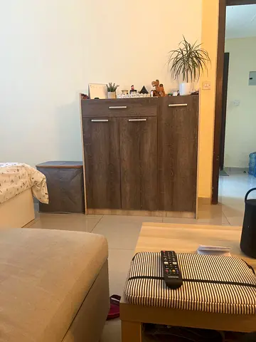 Compact 3-Door Wooden Storage Cabinet - Dark Oak