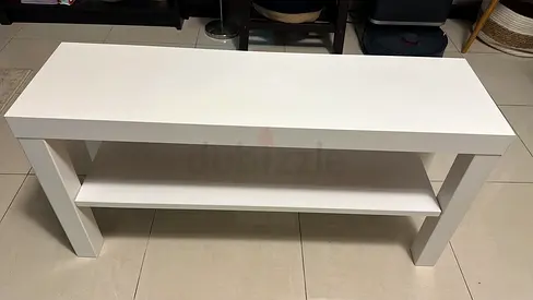 Simple White Console Table with Lower Shelf - Good Condition