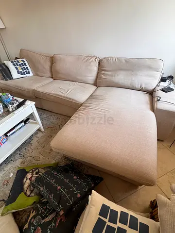 IKEA KIVIK 4 Seats Beige L-shaped Corner Sofa with Chaise - Good Condition