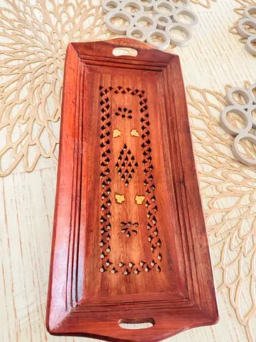 Hand carved wooden serving tray in excellent condition