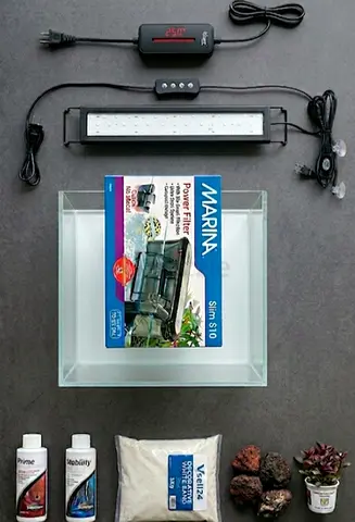 Professional Nano Aquarium Kit - Complete Setup (Ultra-White Glass)
