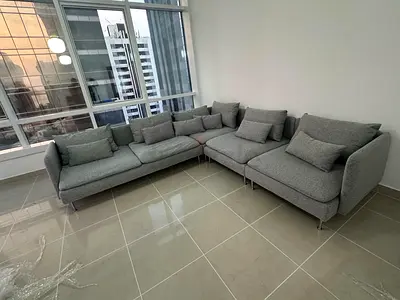 Ikea Sodhremn Corner Sofa Gray Light Grey L-Shaped Fabric Corner Sofa - Modern Design