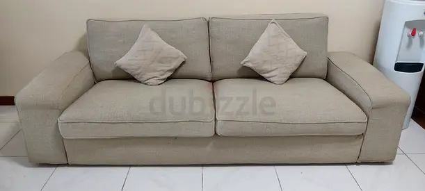 Beige 3-Seater Fabric Sofa in Good Condition