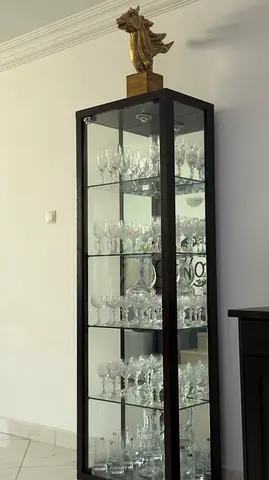 Glass display unit with light