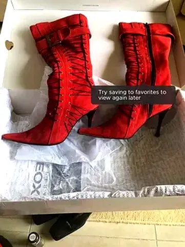Red Suede Mid-Calf Heeled Boots(Italian brand)