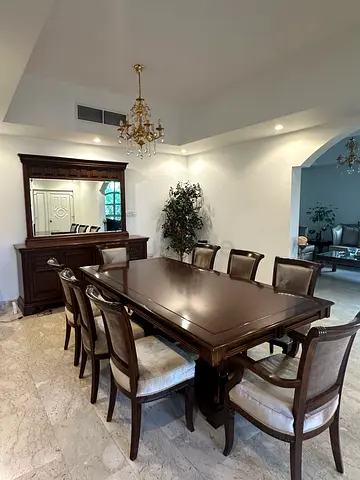 Solid Wood Dining Table with 8 Chairs and Matching Sideboard - Classic Set