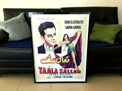 Vintage 1951 Taala Sallem (FARID ELATRACHE) Movie Poster (90x70 cm)