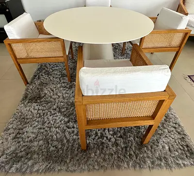 Modern 4-Seater Dining Set – Cane  Solid Wood Design