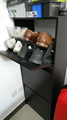 IKEA Slim Black Wall-Mounted Shoe Cabinet (3-Tier) - Good Condition