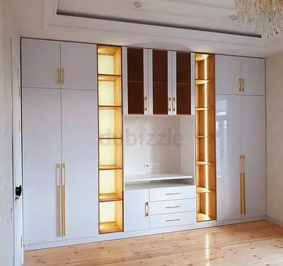 Custom Built-in White Wardrobe with Shelves and Drawers