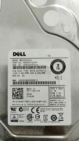 Used Dell 3TB 3.5 SAS Hard Drive (Model: M003BCA300) for CCTV, gaming, streaming