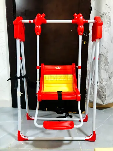Red  Yellow Baby Indoor Swing with Safety Straps - Good Condition