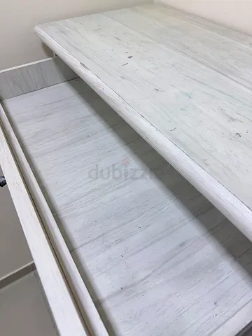 White to light gray  large wooden shoe cabinet /good condition/minor scratches on top but no damage