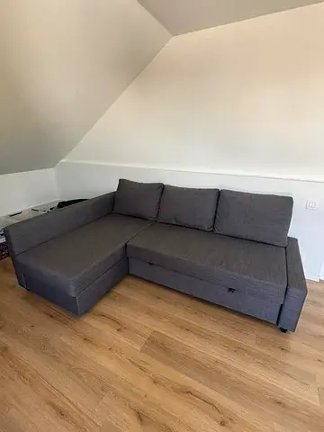 Gray L-shaped Corner Sofa with Storage, Good Condition