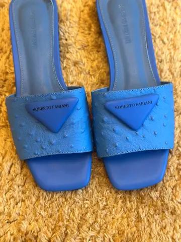 Roberto Fabiani blue leather slide sandals - size 39,