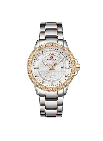 Naviforce 9187D S/RG Two-tone Stainless Steel Ladies Watch with Crystal Bezel