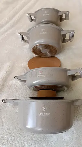 4-piece Non-stick cookingPot Set (20cm, 24cm, 26cm, 28cm) - Light Grey