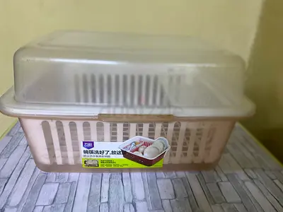Plastic Dish Drainer with Cover - Compact Kitchen Drying Rack