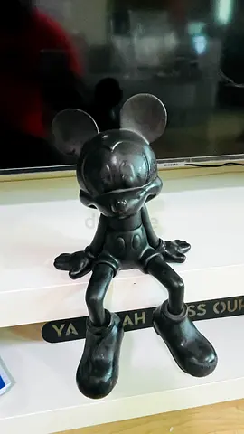 Black Resin Mickey Mouse Style Sitting Figurine - Decorative Collectible