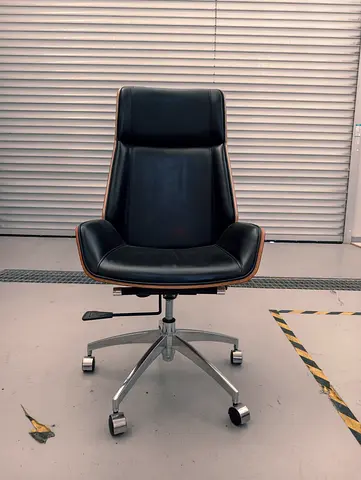 Black Leather High-Back Office Chair with Headrest and Wheels ( 10 pcs Availbale )