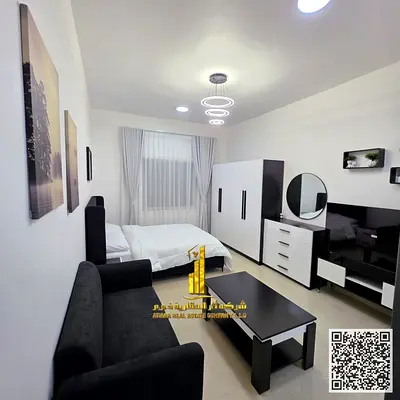 ✨استديو مفروش للإيجار الشهري في عجمان - الجرف 2 - بالقرب من مركز دلتا للتسوق ✔️ شامل الفواتير و الإنترنت⚡📶 جاهزة للسكن فورا !